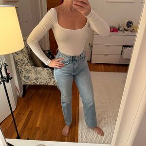 Reformation Cream Ribbed Top